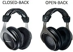 Closed-back and open-back headphones