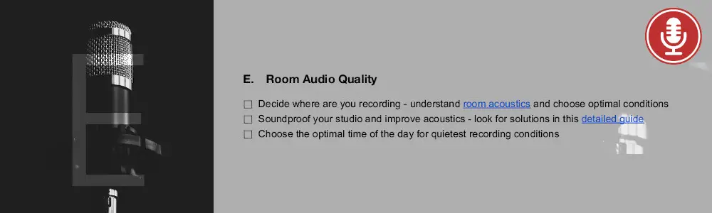 Podcasting checklist - Part E - Room Audio Quality