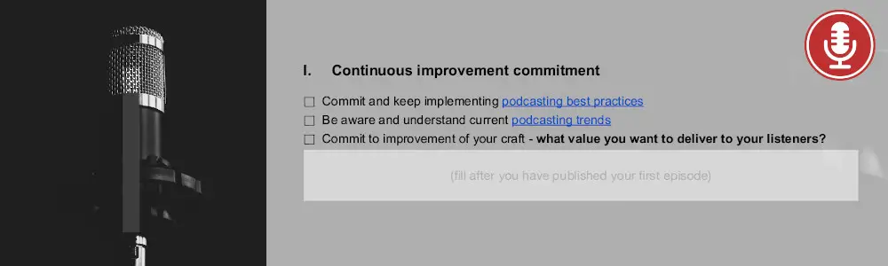 Podcasting checklist - Part I - Continuous improvement commitment